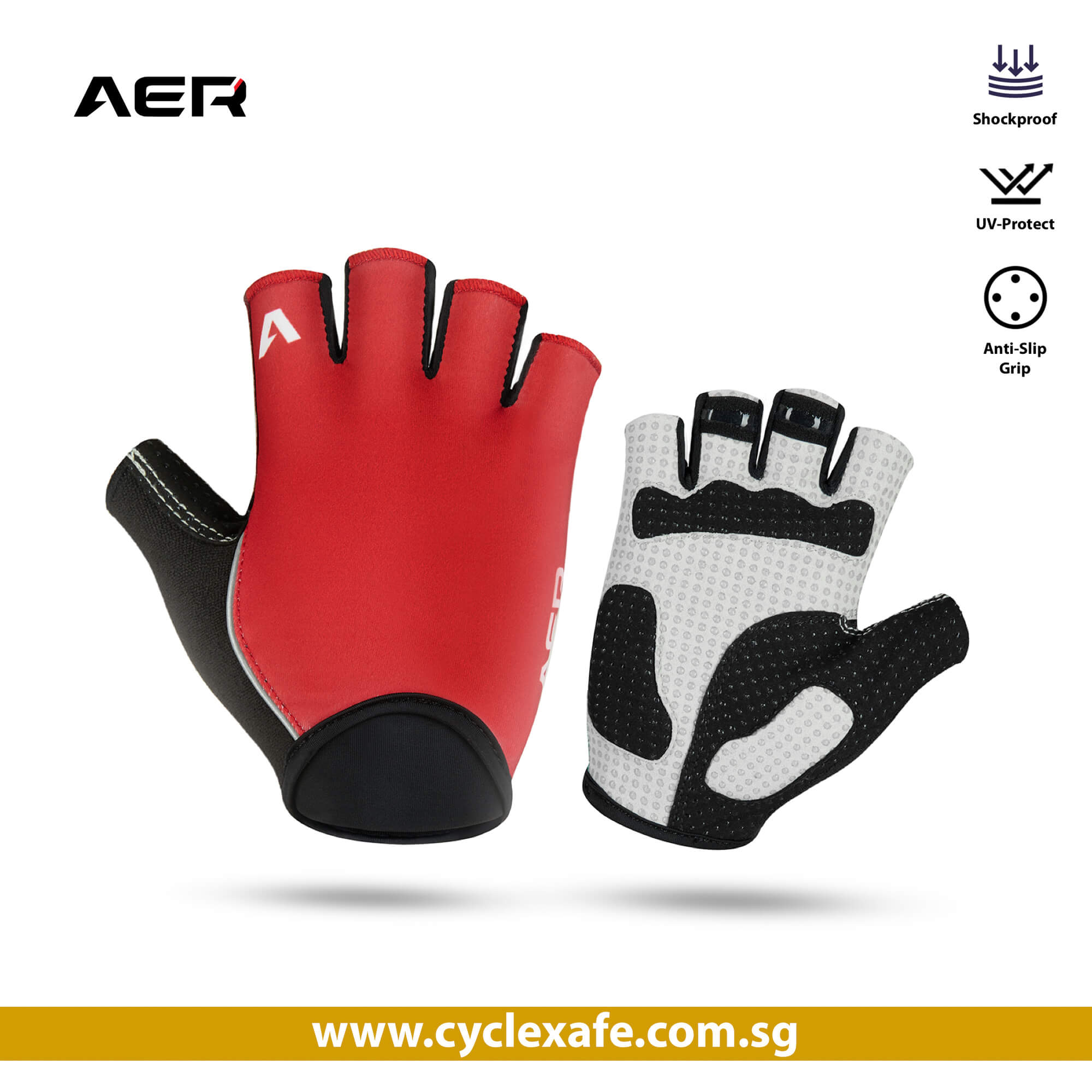 AER Cycling Gloves (Gel Padded) Plum Red Cyclexafe Cycling